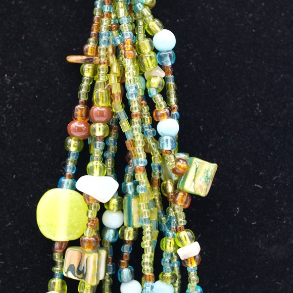 Artisan multi strand tassel necklace Shades of the ocean beads Mermaidcore - Picture 9 of 15